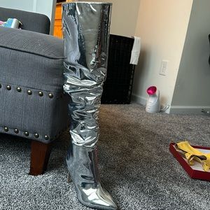 Silver over the knee INC boots